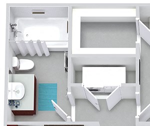 Hawkins 3D Hawkins 3D 1 bedroom apartment. Kitchen with bartop open to living room. 1 full bathroom. Walk-in closet. Patio/balcony with storage.